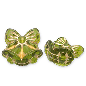 Perline in acrilico fiocco con campanelle di Natale verde oliva-oro