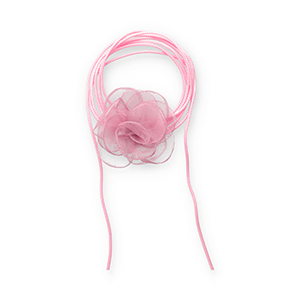 Choker con fiore in organza rosa