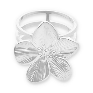 Anello per sciarpa in acciaio inossidabile fiore argento