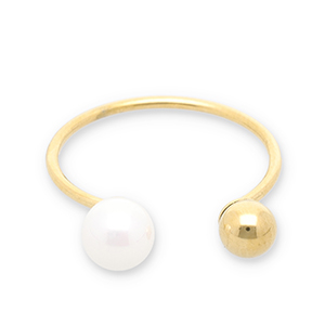 Anelli in acciaio inossidabile perle oro-bianco