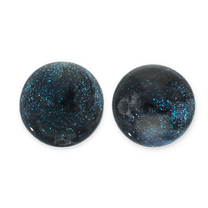 Perline in acrilico con glitterato 6 mm nero-turchese