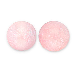 Perline in acrilico con glitterato 12 mm rosa chiaro-turchese