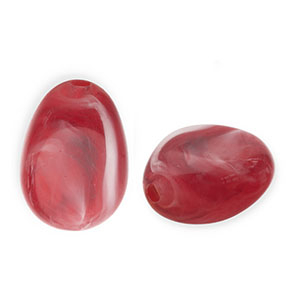 Perline in acrilico a forma di uovo rosso-bianco