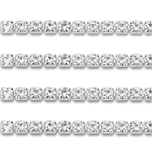 Catena strass in acciaio inossidabile 3mm argento-cristallo