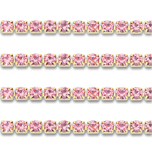 Catena strass in acciaio inossidabile 2mm oro-rosa
