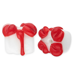 Perline di vetro regalo bianco-rosso
