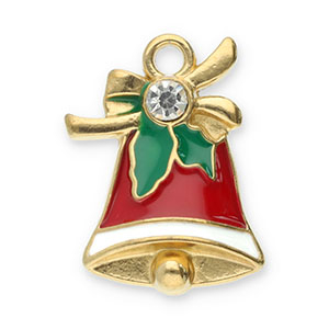 Ciondoli in acciaio inossidabile campanelle di natale oro-rosso-verde-bianco