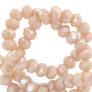 Perline sfaccettate 6x4mm rondella beige seta pesca-effetto perlato
