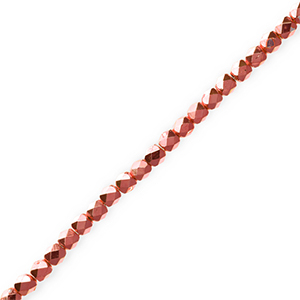Perline sfaccettate rosso corallo metallico