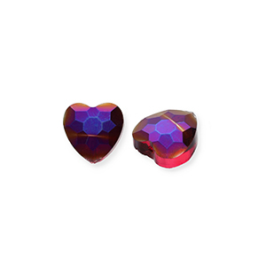 Perline sfaccettate fashion cuore rosso borgogna-rivestimento AB