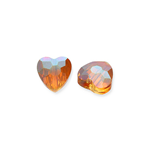 Perline sfaccettate fashion cuore arancio fiamma-rivestimento AB