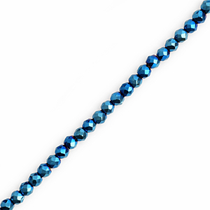Perline sfaccettate tonde 3mm blu ottanio metallico