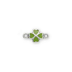 Ciondoli di metallo DQ distanziatore quadrifoglio argento antico-verde (privo di nichel)