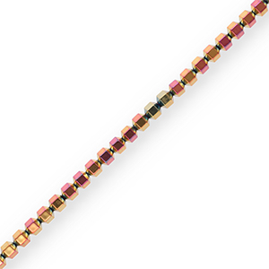 Perline di ematite esagono rosa-giallo-rivestimento AB