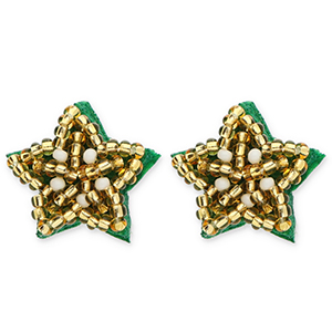 Orecchini alla moda stella oro-bianco-verde