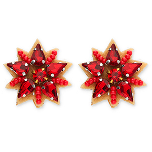 Orecchini alla moda stella rosso-argento-marrone
