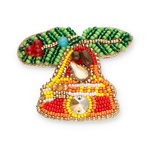 Broches campanelle di natale verde-arancione-giallo-rosso