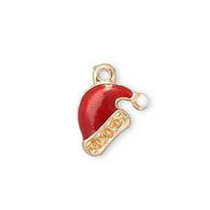 Ciondoli di metallo cappello di babbo natale oro-rosso-bianco