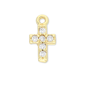 Metallo TQ in ottone ciondolo croce oro-trasparente