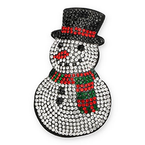 Ciondoli accattivanti con strass pupazzo di neve cristallo-nero -rosso-verde