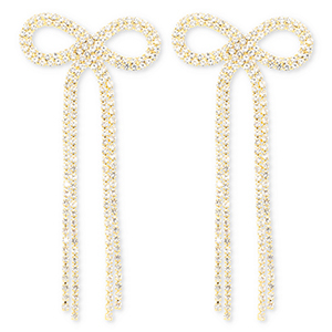 Metallo TQ in ottone orecchini con strass fiocco oro-cristallo