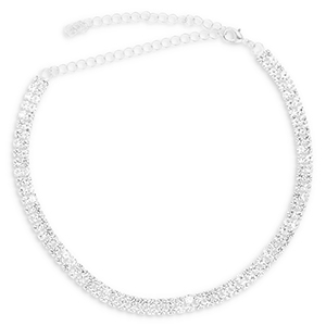 Metallo TQ in ottone girocollo con strass argento-cristallo