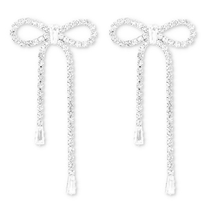 Orecchini in ottone Eco-brass&reg; con strass fiocco argento-cristallo
