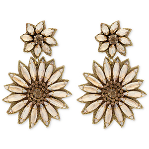 Orecchini alla moda con perline di vetro fiori oro