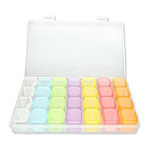 Espositore per bigiotteria contenitore con 7x4 scomparti trasparente-multicolore