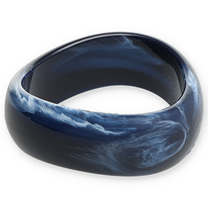 Bracciali bangle in resina blu scuro-bianco