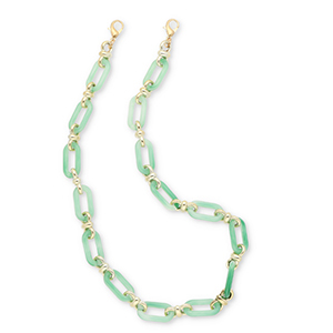 Cinturino da polso trendy per cellulare in acrilico verde giada-oro