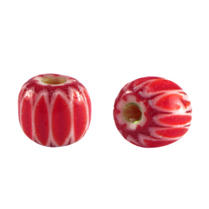 Perline Millefiori tubo rosso