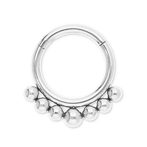 Piercing all'orecchio in acciaio inossidabile clicker anello con palline argento