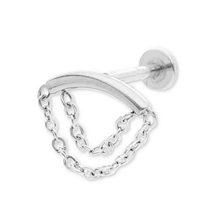 Piercing all'orecchio in acciaio inossidabile arco con 2 strati catena argento