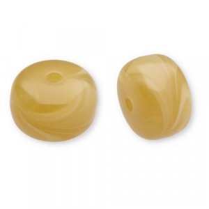 Perline in acrilico disco giallo ocra-bianco