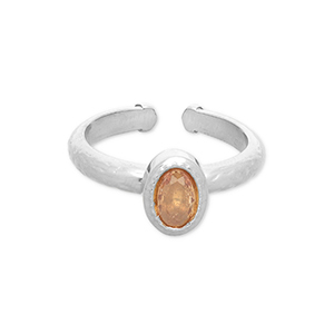Anelli in acciaio inossidabile argento-arancione chiaro