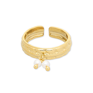 Anelli in acciaio inossidabile con perle oro-bianco