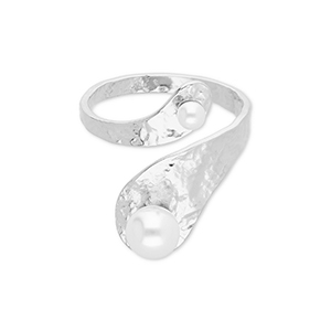 Anelli in acciaio inossidabile con perle argento-bianco