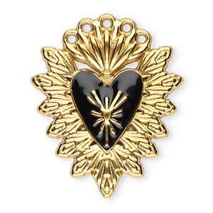 Ciondoli in acciaio inossidabile sacro cuore oro-nero
