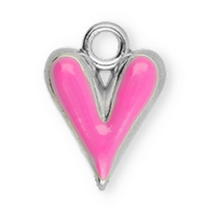 Ciondoli in acciaio inossidabile cuore argento-rosa