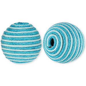 Perline in acrilico 22 mm con cordoncino cerato blu chiaro-blu
