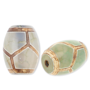 Perline di pietra naturale Calcedonio tubo verde-beige-marrone