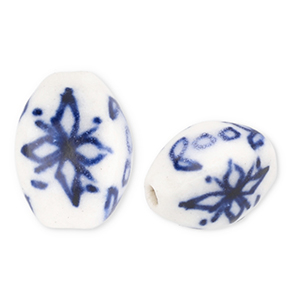 Perline di ceramica biancastro-blu Delft