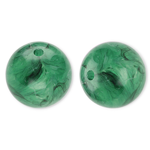 Perline in acrilico 20 mm tonda verde scuro-marmo