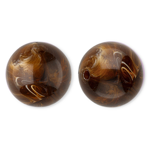 Perline in acrilico 20 mm tonda marrone-marmo