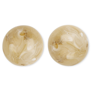 Perline in acrilico 20 mm tonda marrone beige-marmo