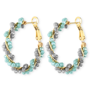 Orecchini sfaccettati cerchio spirale blu otanio chiaro-blu grigio-oro