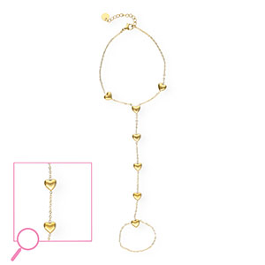 Bracciale baciamano in acciaio inossidabile cuore oro