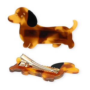 Accessori per capelli fermaglio a scatto bassotto marrone-nero-oro