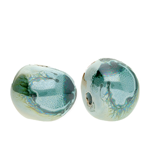 Perline di ceramica greca DQ&reg; verde onda del mare-marrone